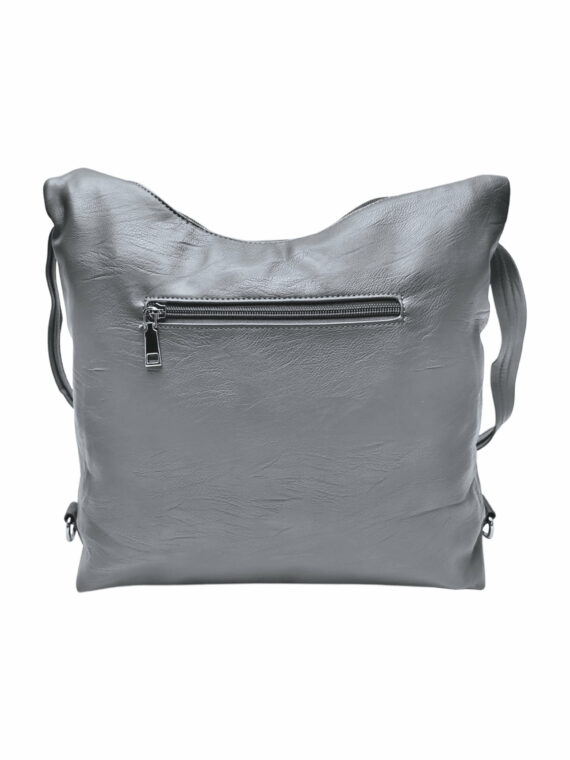 Praktický středně šedý kabelko-batoh 2v1, Tapple, 039C, zadní strana kabelko-batohu 2v1