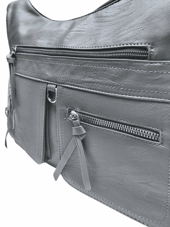 Praktický středně šedý kabelko-batoh 2v1, Tapple, 039C, detail kabelko-batohu 2v1