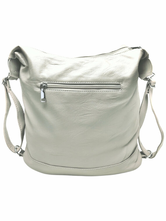 Šedobéžový kabelko-batoh 2v1 s kapsami, Tapple, S17BV6, zadní strana kabelko-batohu 2v1