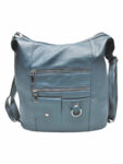Středně modrý kabelko-batoh 2v1 s kapsami