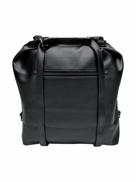 Velká černá kabelka a batoh v jednom, Tapple, X368, zadní strana kabelko-batohu 2v1 s popruhy