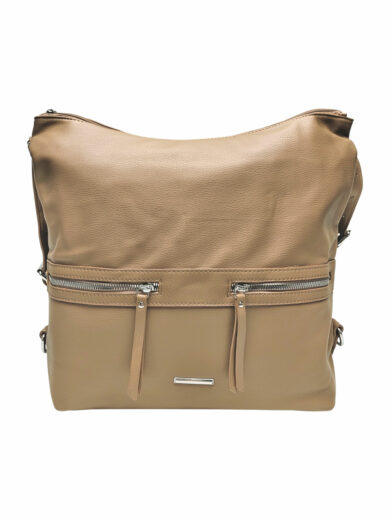 Velká hnědošedá kabelka a batoh 2v1, Tapple, X366, přední strana kabelko-batohu 2v1