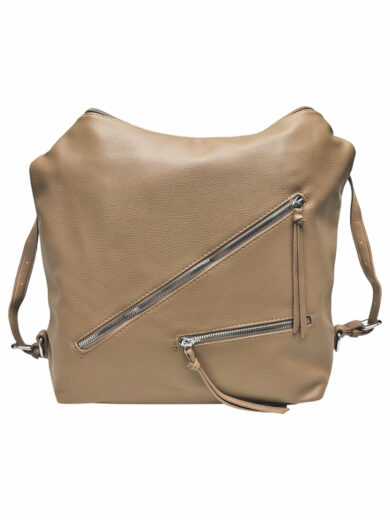 Velká hnědošedá kabelka a batoh v jednom, Tapple, X368, přední strana kabelko-batohu 2v1
