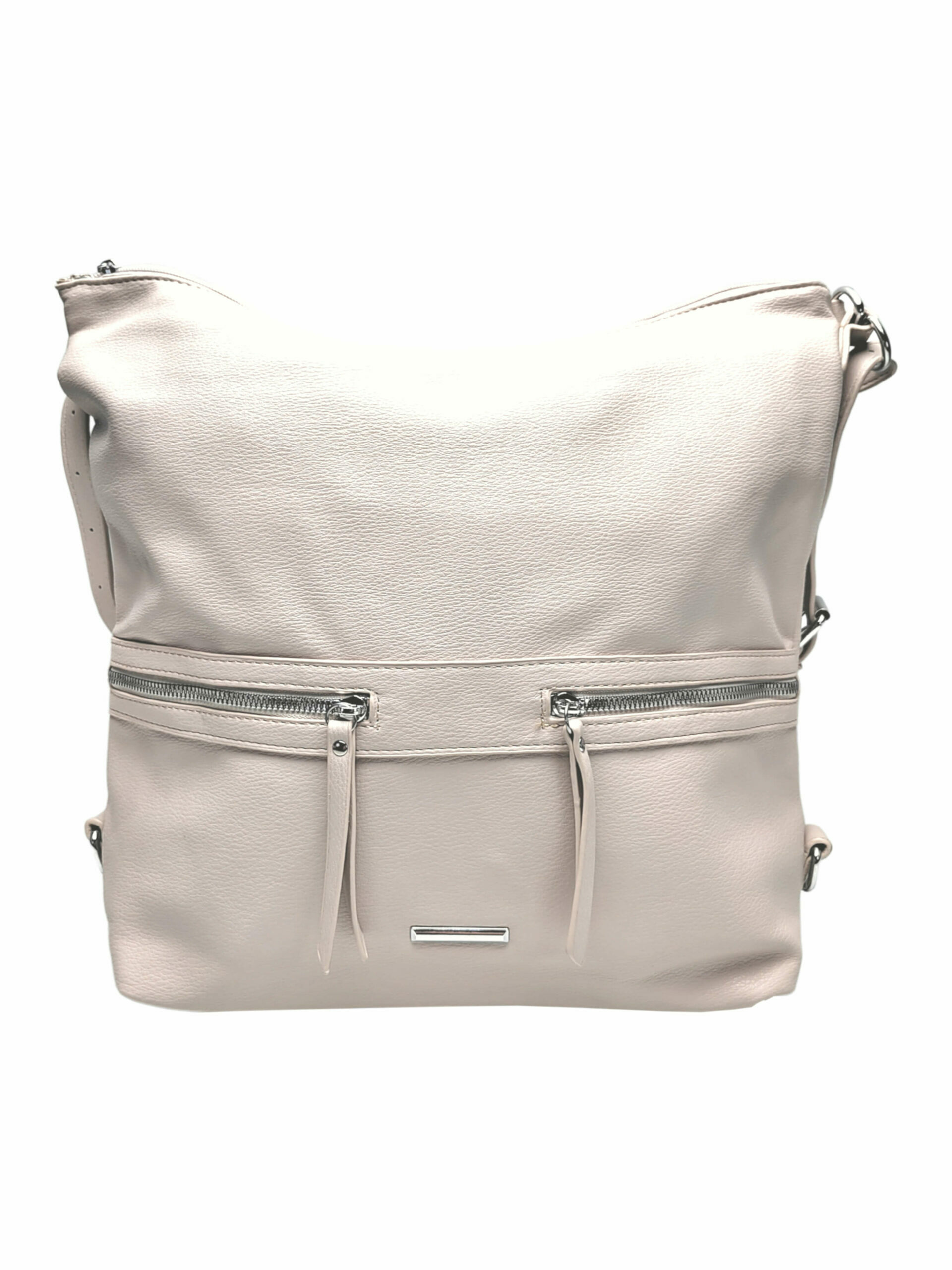 Velká perleťově bílá kabelka a batoh 2v1, Tapple, X366, přední strana kabelko-batohu 2v1