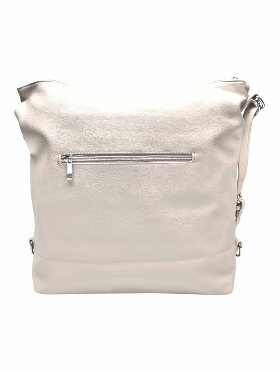 Velká perleťově bílá kabelka a batoh 2v1, Tapple, X366, zadní strana kabelko-batohu 2v1