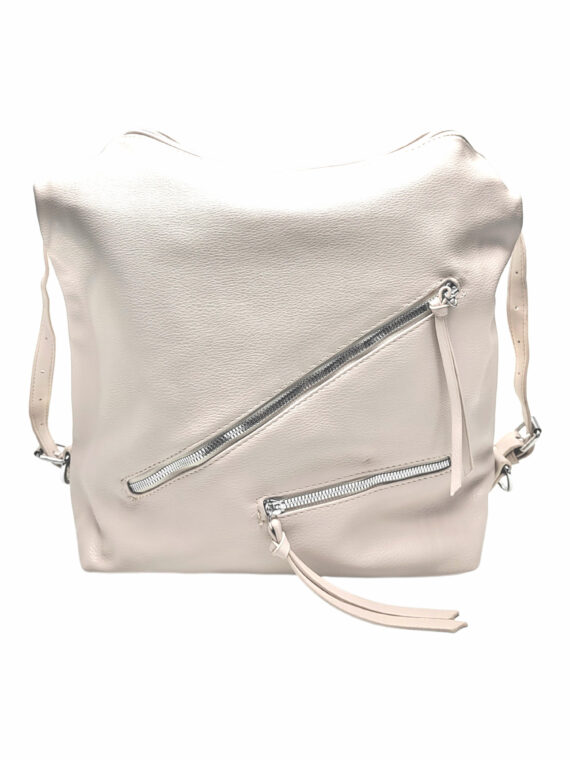 Velká perleťově bílá kabelka a batoh v jednom, Tapple, X368, přední strana kabelko-batohu 2v1