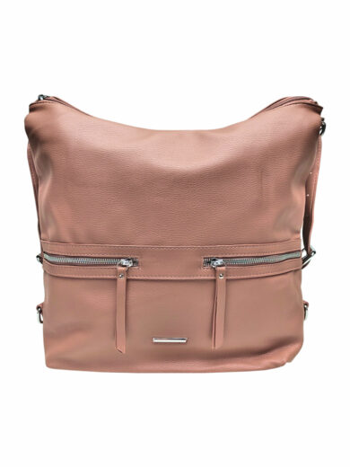 Velká starorůžová kabelka a batoh 2v1, Tapple, X366, přední strana kabelko-batohu 2v1