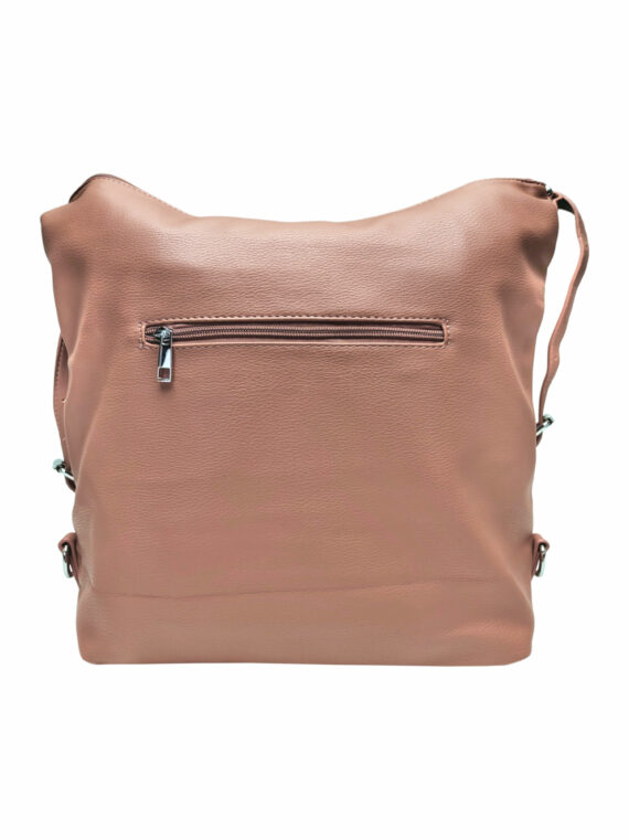 Velká starorůžová kabelka a batoh 2v1, Tapple, X366, zadní strana kabelko-batohu 2v1