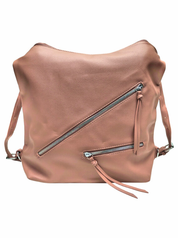 Velká starorůžová kabelka a batoh v jednom, Tapple, X368, přední strana kabelko-batohu 2v1