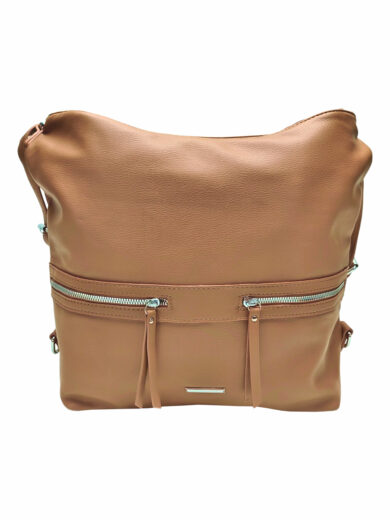 Velká středně hnědá kabelka a batoh 2v1, Tapple, X366, přední strana kabelko-batohu 2v1