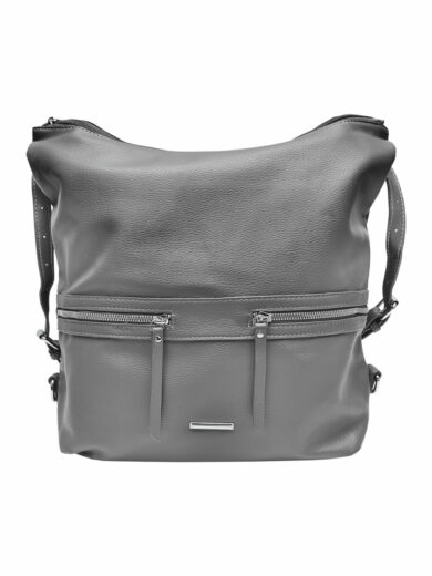 Velká středně šedá kabelka a batoh 2v1, Tapple, X366, přední strana kabelko-batohu 2v1