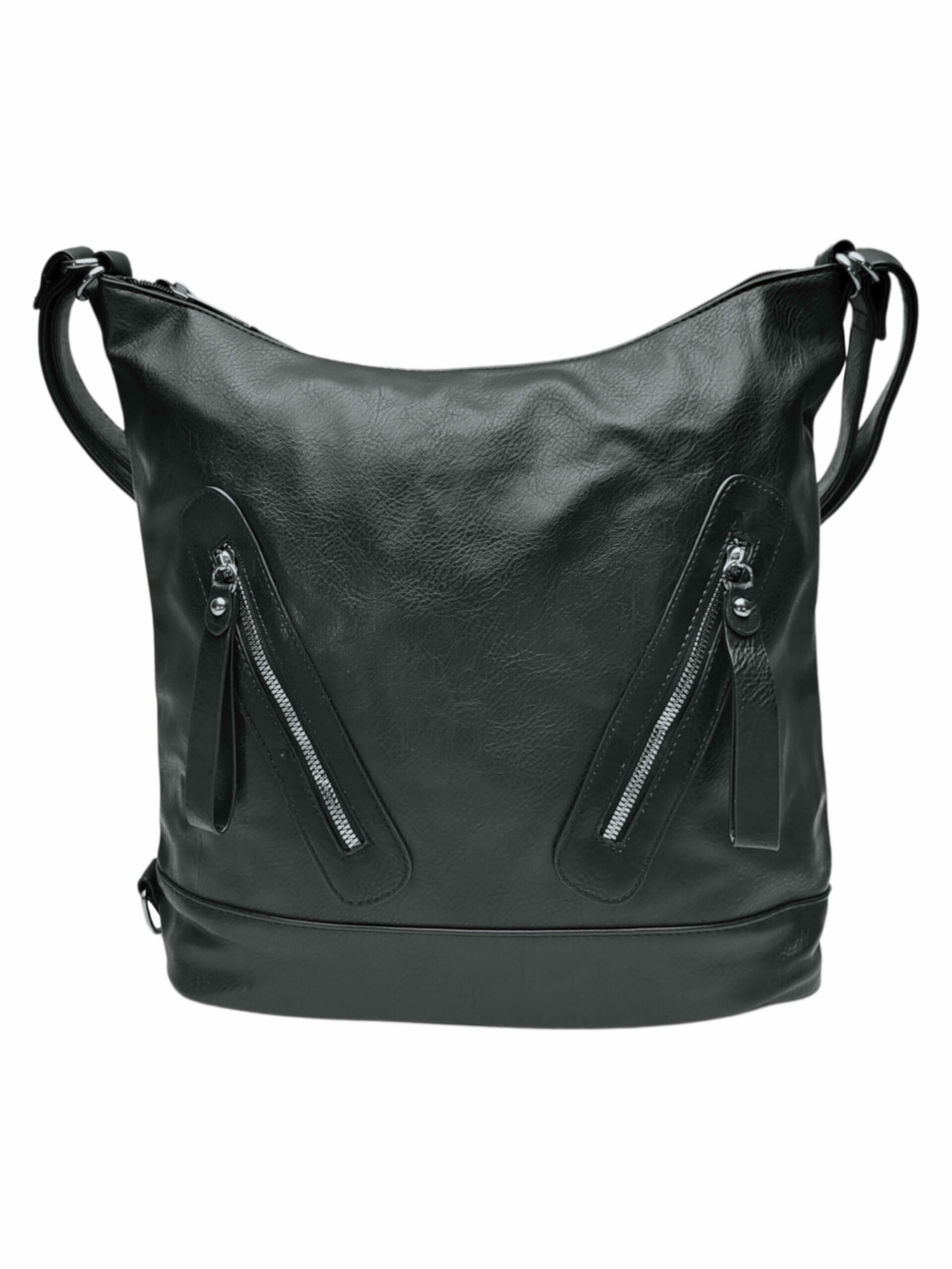 Velký černý kabelko-batoh s kapsami, Tapple, H23906, přední strana kabelko-batohu