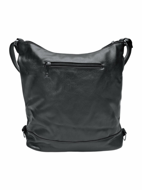 Velký černý kabelko-batoh s kapsami, Tapple, H23906, zadní strana kabelko-batohu