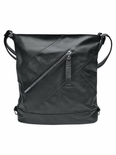 Velký černý kabelko-batoh s kapsou, Tapple, H23904, přední strana kabelko-batohu