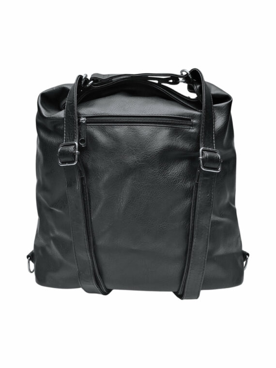 Velký černý kabelko-batoh s kapsou, Tapple, H23904, zadní strana kabelko-batohu s popruhy