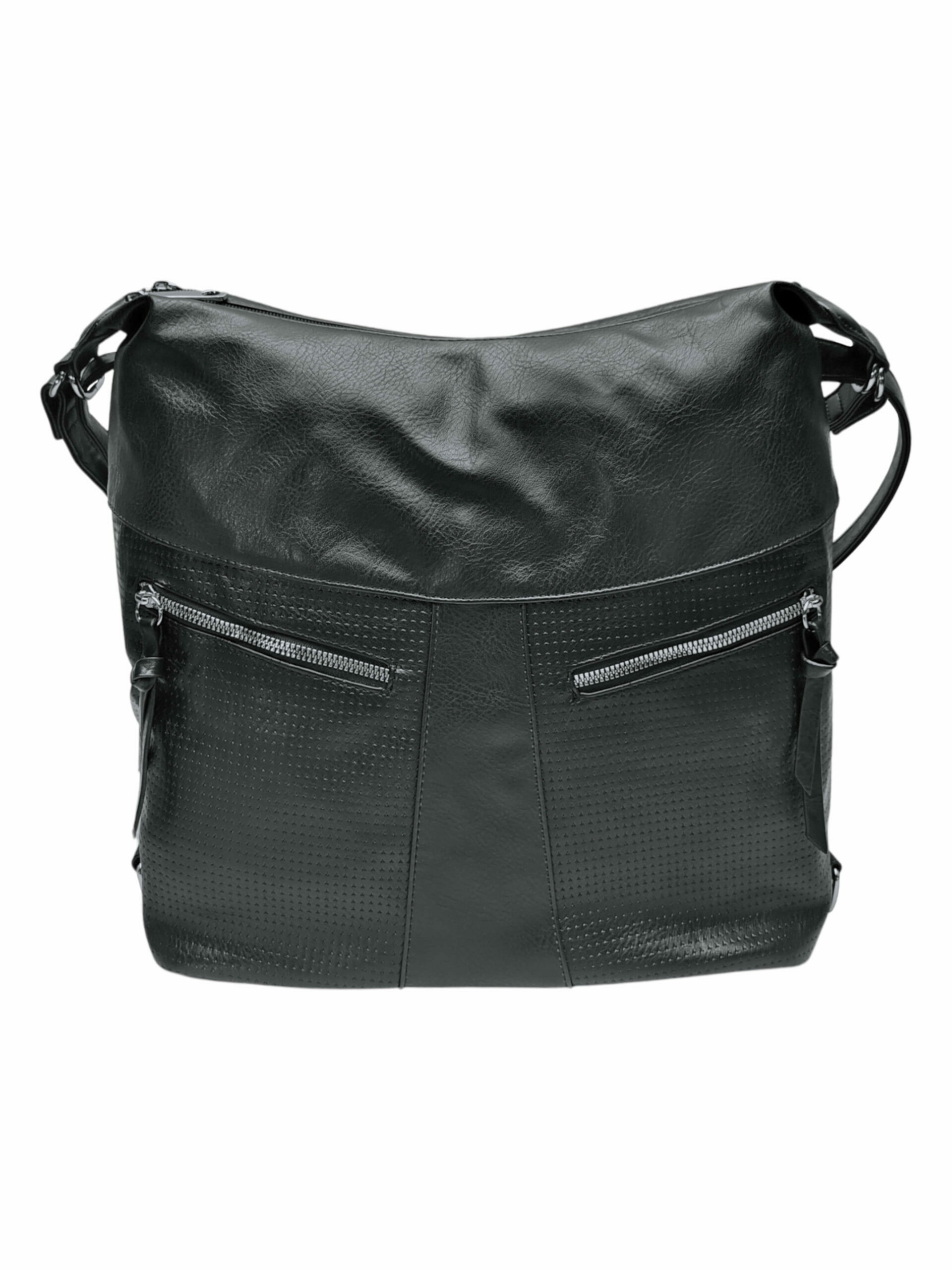 Velký černý kabelko-batoh z eko kůže, Tapple, H18076, přední strana kabelko-batohu
