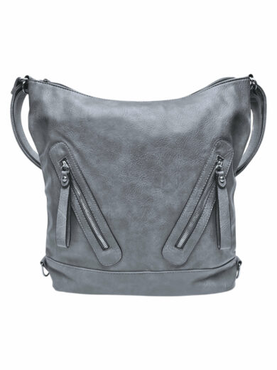 Velký středně šedý kabelko-batoh s kapsami, Tapple, H23906, přední strana kabelko-batohu