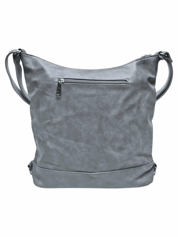 Velký středně šedý kabelko-batoh s kapsami, Tapple, H23906, zadní strana kabelko-batohu