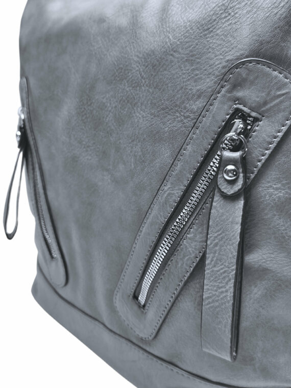 Velký středně šedý kabelko-batoh s kapsami, Tapple, H23906, detail kabelko-batohu