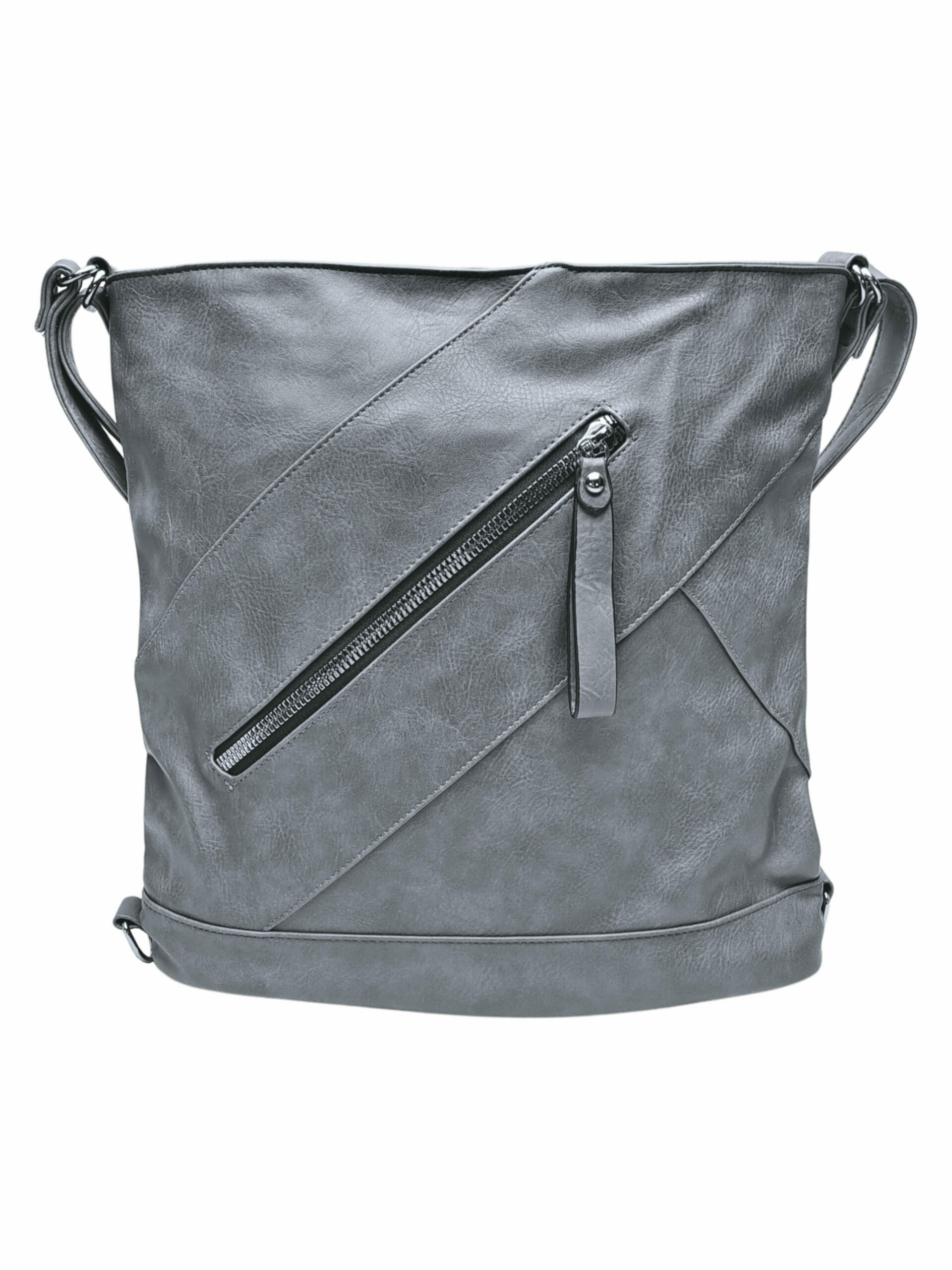 Velký středně šedý kabelko-batoh s kapsou, Tapple, H23904, přední strana kabelko-batohu