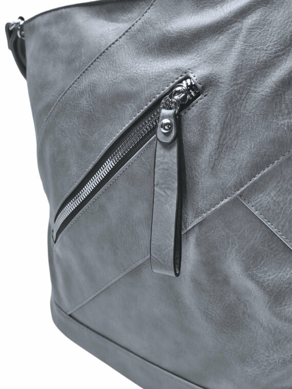 Velký středně šedý kabelko-batoh s kapsou, Tapple, H23904, detail kabelko-batohu