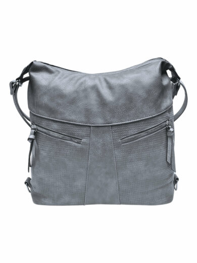 Velký středně šedý kabelko-batoh z eko kůže, Tapple, H18076, přední strana kabelko-batohu