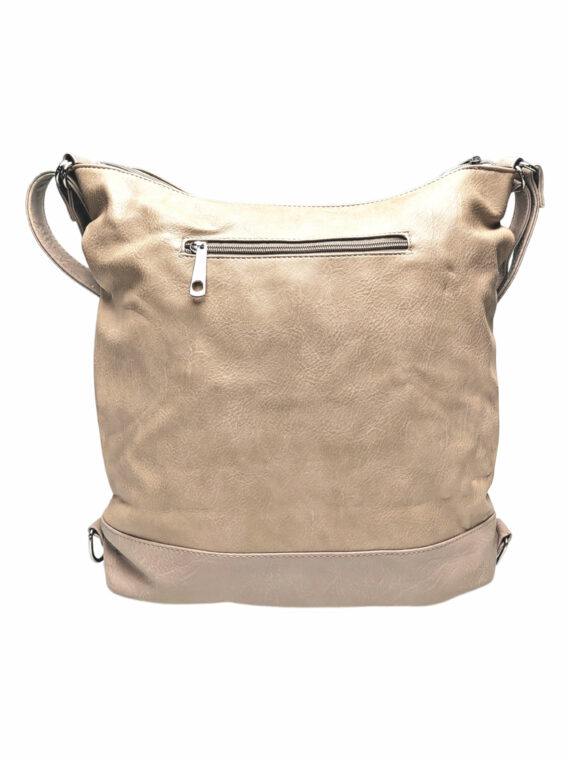 Velký světle hnědý kabelko-batoh s kapsami, Tapple, H23906, zadní strana kabelko-batohu