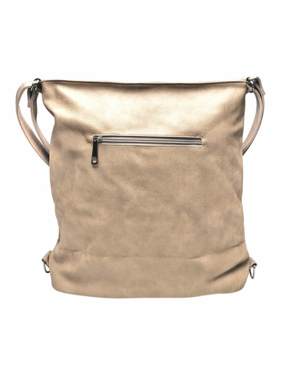 Velký světle hnědý kabelko-batoh s kapsou, Tapple, H23904, zadní strana kabelko-batohu