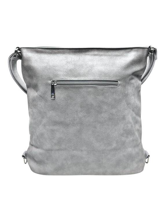 Velký světle šedý kabelko-batoh s kapsou, Tapple, H23904, zadní strana kabelko-batohu