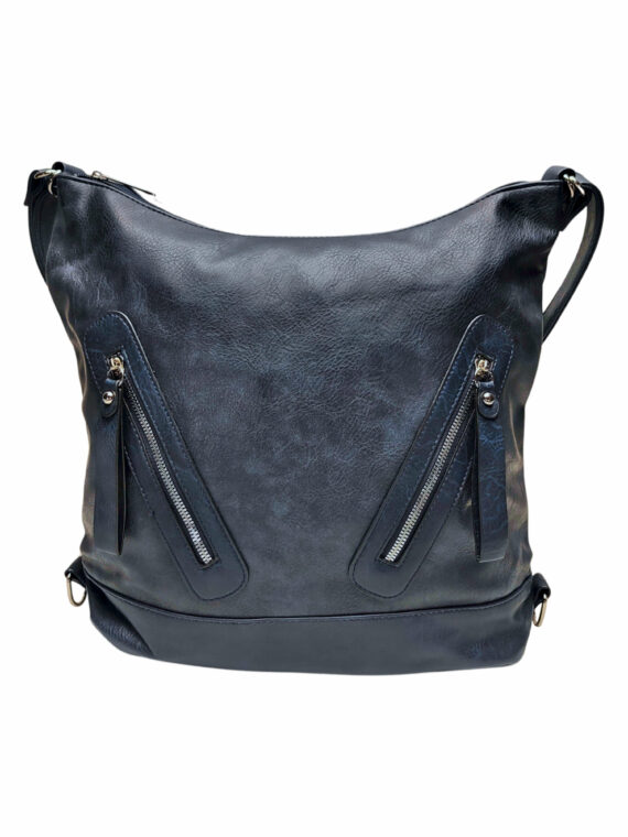 Velký tmavě modrý kabelko-batoh s kapsami, Tapple, H23906, přední strana kabelko-batohu