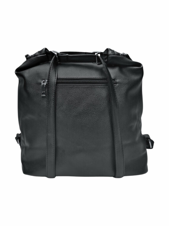 Velký černý kabelko-batoh s bočními kapsami, Tapple, 9314-3, zadní strana kabelko-batohu s popruhy