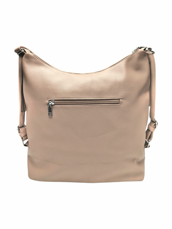 Velký světle hnědý kabelko-batoh s bočními kapsami, Tapple, 9314-3, zadní strana kabelko-batohu