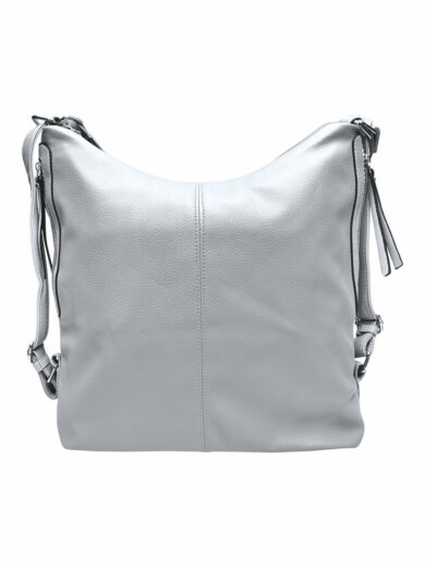 Velký světle šedý kabelko-batoh s bočními kapsami, Tapple, 9314-3, přední strana kabelko-batohu