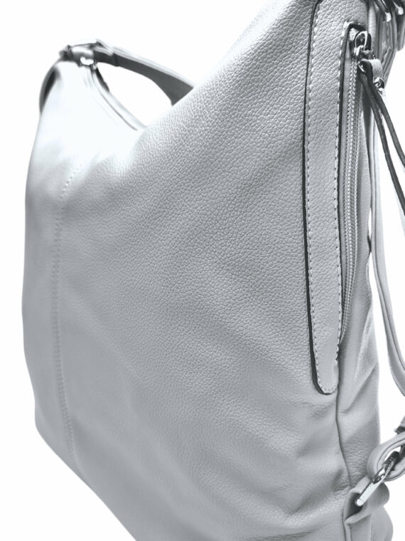 Velký světle šedý kabelko-batoh s bočními kapsami, Tapple, 9314-3, detail kabelko-batohu