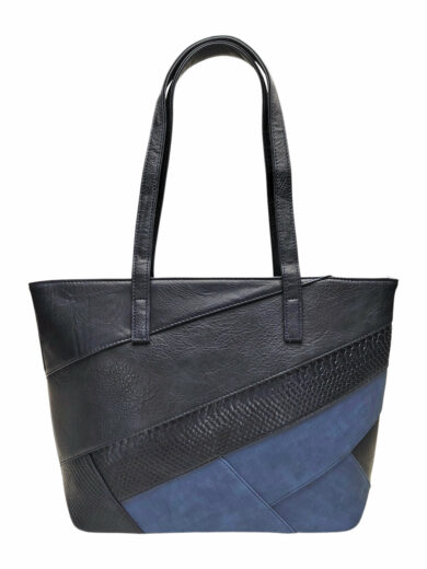 Tmavě modrá kabelka přes rameno s šikmými vzory, Tapple, H190030, přední strana kabelky