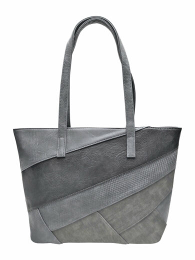 Tmavě šedá kabelka přes rameno s šikmými vzory, Tapple, H190030, přední strana kabelky