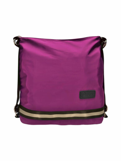 Praktický středně fialový kabelko-batoh 2v1 z nylonu, BOBO, 1601, přední strana kabelko-batohu 2v1