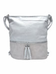 Střední světle šedý kabelko-batoh 2v1 s třásněmi Nickie