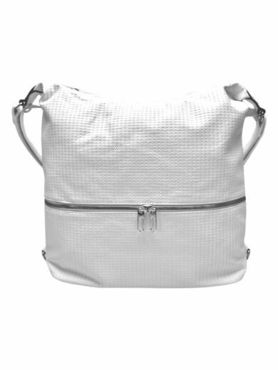 Velký bílý kabelko-batoh 2v1 se vzorem, Tapple, H190010N, přední strana kabelko-batohu 2v1