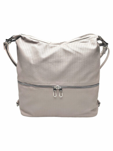 Velký šedobéžový kabelko-batoh 2v1 se vzorem, Tapple, H190010N, přední strana kabelko-batohu 2v1
